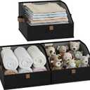 StorageWorks Closet Baskets for Shelves, Trapezoid Storage Bins, Closet Organizers and Storage, Clothes Organizing Bins, Small, Black, 3-Pack
