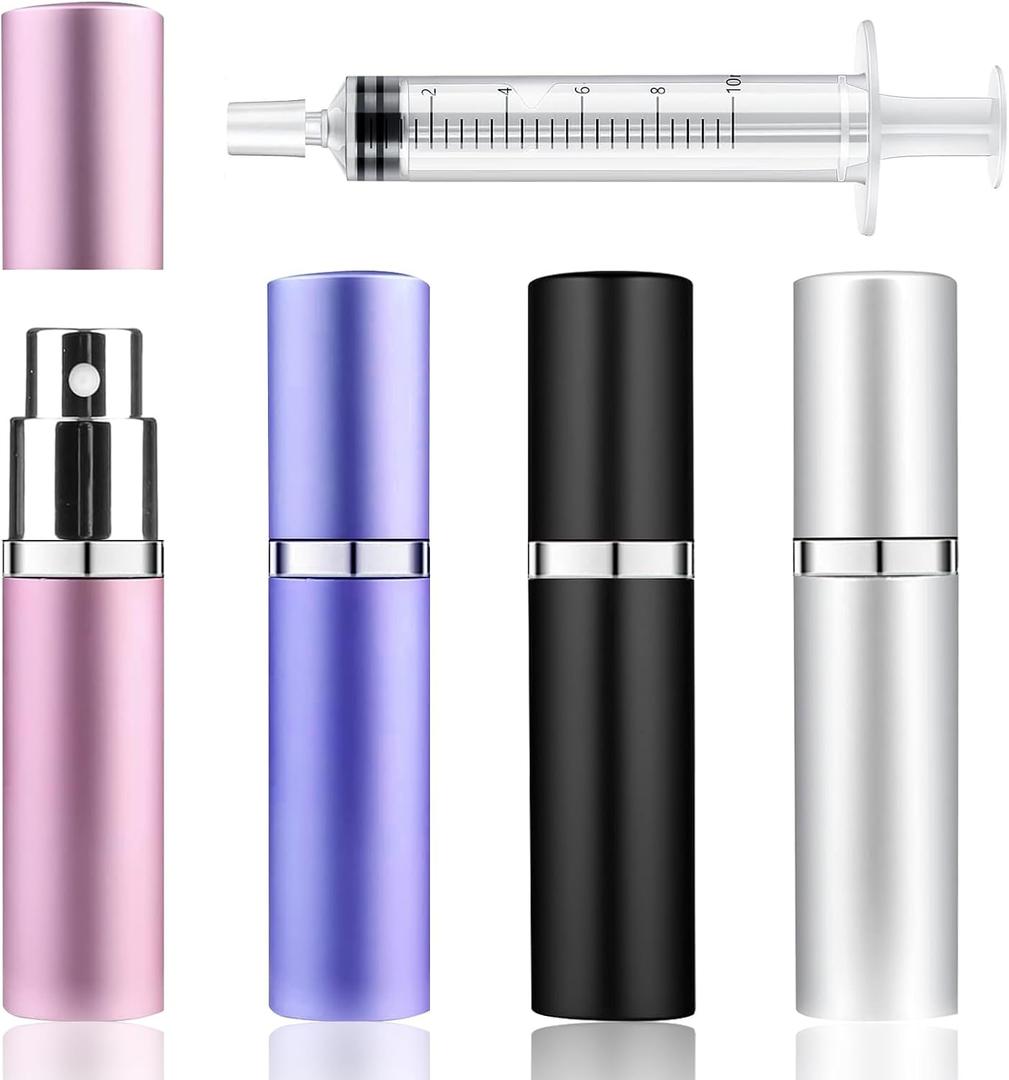 2 x Portable Mini Refillable Perfume Atomizer Bottle, Travel Size Cologne Sprayer, Travel Atomizer Refllable, MiniPerfume Dispenser, Scent Pump Case, Small Perfumes Spray Bottle 4 Pcs Pack of 5 ml