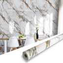 Marble Peel and Stick Waterproof Wall Paneling, 118" x 47" Calacatta Gold Glossy Finish Self-Adhesive Backsplash Tile Vinyl Wall Panel for Kitchen Bathroom Wall Decor, Covers 38.75 Sq. Ft.