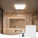 KINDEEP Motion Sensor Ceiling Light: Wireless Closet Light Battery Operated, Cordless Overhead Shower Light for Bathroom, Garage, Hallway, 3 Color Temperatures Dimmable, White Shade 1Pack