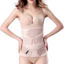 ChongErfei 3 in 1 Postpartum Support - Recovery Belly/waist/pelvis Belt Shapewear Slimming Girdle, Beige, L For Posture Correction