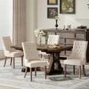 COLAMY Fabric Side Dining Chairs Set of 4, Wingback Upholstered Dining Room Chairs with Tufted Button, Living Room Chairs for Home Kitchen, Beige