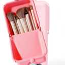 APT 1101 Makeup Brush Holder Travel Cosmetic Bag with Suction Base, Portable Cosmetic Organizer for Travel & Home, Organizer for Brushes, Beauty Tools & Accessories (Coral)