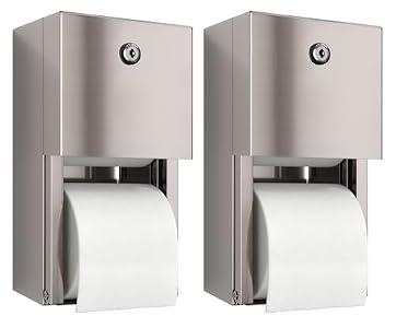 Commercial Toilet Paper Dispenser (2-Pack), 2 Roll Stainless Steel Toilet Paper Holder. Wall Mount, Locking Tissue Dispensers for Bathroom/Restroom