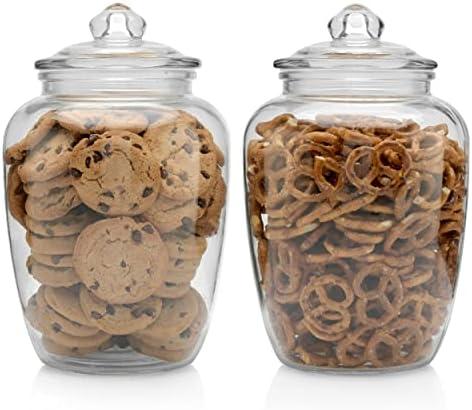 Glass Jars with Airtight Lid - Set of 2 Large Apothecary Jar - 2 pc Glass Jar Set – Canisters Sets for the Kitchen for Cookies, Flour, Sugar, Rice - Holds 75oz 9.5 x 5.5-inch