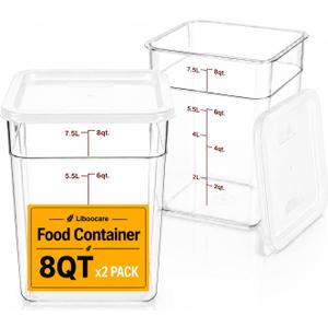 2 Pack 8Qt Clear Food Storage Containers with Lids – BPA-Free Stackable Kitchen Organizer for Pantry, Fruits, Vegetables, Meal Prep & Dough Proofing