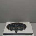 8.5" x 13" Standard Oval No Swimming Statement Plaque Sign with Lawn Stake - Black/Gold