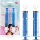 5 x Bluet B - Baby Nasal Syringe (2-Pack) - Safe Silicone Nasal Aspirator for Newborn - Infant Mucus Removal - 10ml Nose Cleaner Syringe for Baby - Toddler Congestion Relief - Reusable Tips - Blue