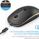 VssoPlor Type C Wireless Mouse USB C Rechargeable Portable Quiet Laptop Mouse USB and Type C Receiver Dual Mode Mice for PC, Laptop, MacBook, Tablet-Black Gold