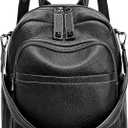BOYATU Genuine Leather Backpack Purse for Women: Anti Theft Convertible Soft Backpacks - Elegant Womens Travel Backpack (02 Medium-Obsidian Black)
