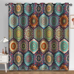 Classical Peoples 3D Printed Drapes, Geometric Pattern Living Room Curtains Breathable Insulated Darkening Curtains for Office Kitchen and Cafe Room Nursery - 110'W x 99" L