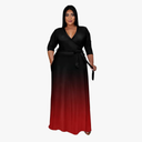 Runwind Plus Size Dress for Women - 3/4 Sleeve V Neck Printing Maxi Dresses for Women 3XL