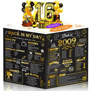 16th Birthday Card for Girls Boys, 3D Pop Up 16th Birthday Gifts Cards, Happy 16 Birthdays Decorations for 16 Year Old Son Daughter, Funny Back In 2009