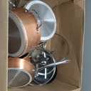 Nuwave Healthy Duralon Blue Ceramic Nonstick Cookware Set, Diamond Infused Scratch-Resistant, PFAS Free, Dishwasher & Oven Safe, Induction Ready & Evenly Heats,Tempered Glass Lids & Stay-Cool Handles (Metallic Rustic Copper)