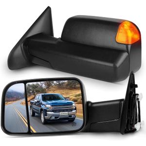 SCITOO Towing Mirrors fit for Dodge for Ram Exterior Accessories Mirrors fit 2009-2016 for Ram 1500 2500 3500 with Heated Temperature Sensor Amber Turn Signal Puddle Power Controlling Features, Large