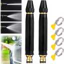 2PCS Heavy Duty Adjustable Hose Nozzle, High Pressure Jet Sweeper Spray Nozzle with Leak-Proof Design, Metal Garden Hose Sprayer for Car Wash, Lawn, Patio Cleaning