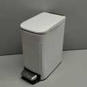 TrashAid Small Bathroom Trash Can with Lid, 1.6 Gallon Stainless Steel Slim Garbage Can with Foot Pedal, Slim Wastebasket for Bathroom, Office, White