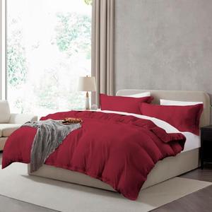 Hearth & Harbor Queen Duvet Cover Set - Queen Soft Prewashed Burgundy Red Duvet Cover, 3 Piece Set with Zipper Closure, 1 Duvet Cover 90x90 inches and 2 Pillow Shams