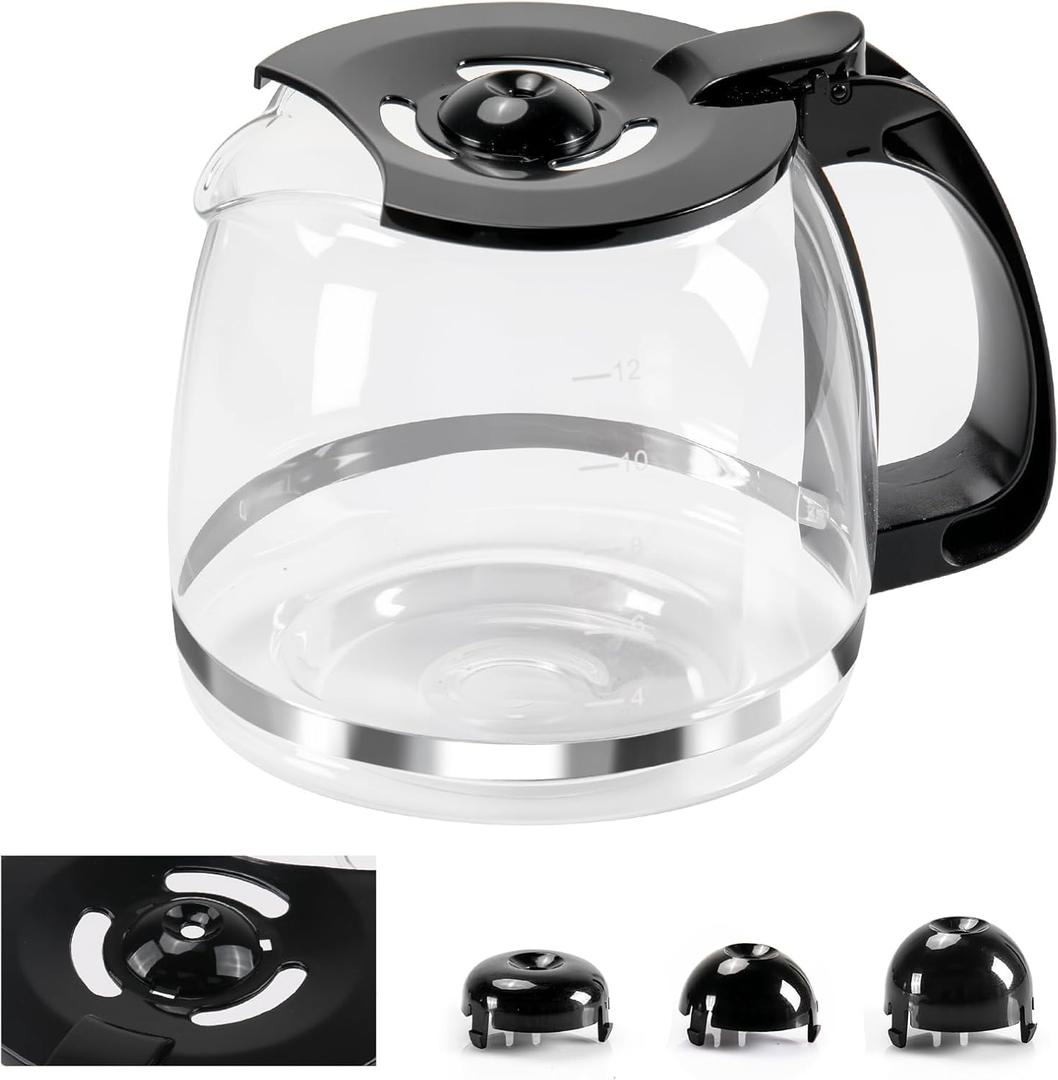 12-Cup Glass Coffee Carafe Replacement Pot Compatible with Hamilton Beach FlexBrew 12 Cup Coffee Maker 49902, 49904, 49915, 49905, 49317, 49467, 49611
