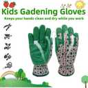 MSUPSAV Kids Gardening and Garden Gloves for Toddler,Children's Yard Work Glove,Gift,Cute Pattern,Age3-8 (Medium, 1 Pair of Green)