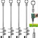 30'' Ground Anchors Screw in Heavy Duty 12mm Solid Steel, 3" Spiral Blade with Smooth Edges, Fully Welded Design for Mobile Home, Shed, Trampoline, Swing Set, Carport, Earth, Tent, 4Pack (30''-4pcs)