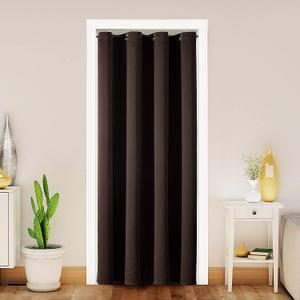 ChrisDowa Blackout Door Curtains for Doorway Privacy, Grommet Closet Curtains for Bedroom Closet Door, Thermal Insulated Temporary Doorway Cover Room Divider Drapes (1 Panel, Brown, 52 x 80 Inch)