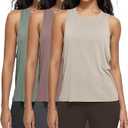 3-Pack Loose Tank Tops for Women Sleeveless Gym Athletic Workout Tops Yoga Shirts, Large 