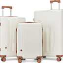 Hulsin Luggage Sets with Spinner Wheels, 3 Piece Suitcase Set for Women, Hard side Luggage set Clearance with TSA Lock, Hard Shell Rolling suitcase, Hard Case for Travel (White, 3PCS Set)