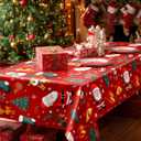 Pureegg Plastic Table Cloth Disposable 10 Pack, 54 x 108 Inch Table Cloths for Parties, Decorative Tablecloths for Rectangle Tables, Christmas Tablecloth Plastic, Leakproof & Sturdy, Christmas Red