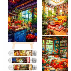 Small Jigsaw Puzzles for Adults 150 Pieces Vintage Kitchen Bedroom Living Room Mini Jigsaw Puzzles Challenging 6 x 4 Inches, 3 Pcs,Mini Easel Included