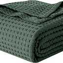 Elegant Comfort Premium 100% Cotton Waffle Blanket - Lightweight Breathable Waffle Weave Bed Blanket - Soft and Warm All Season Blanket for Couch, Sofa and Bed, King Size 90x108 Inches, Hunter Green