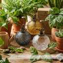 OFFIDIX Vintage Glass Spray Bottle, 300ML Plant Mister with Plastic Top Pump, Garden Sprayer, Cleaning (Brown)