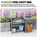 Black 30x22 Inch Freestanding Utility Sink-Stainless Steel Laundry Sink Practicality With Accessories Black Stainless Faucet,Soap Dispenser, SS Sink Grid For Laundry,Garage,Outdoor Kitchen,Garden...