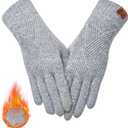 REACH STAR Winter Gloves for Women Touch Screen Elastic Thermal Knit Lining Warm Gloves for Cold Weather (Light Gray)