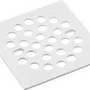 RRAJJ Square Improve 4-1/4 Inch(108mm*108mm) Screw-in Shower Floor Drain Grate Strainer (White)