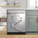 Metal Silver Leaf Vines Magnetic Panel Decal,Gray Stainless Steel Texture Dishwasher Cover,Dishwasher Sticker Kitchen Art Fridge Door Skin,Dishwasher Magnet Cover Home Decor Decal,Vinyl Sticker, 23W x 26H