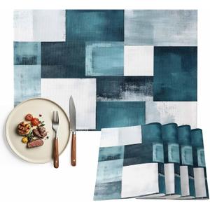 Abstract Oli Painting Placemats Set of 4, Abstract Plaid Table Mat Place Mats for Home Party Table Decorations (Bronze)