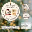 4 x Funny Christmas Ornament 2025 - Santa Saw Your Social Media Ceramic Ornaments, White Elephant Gift Exchange for Women, Friend, Coworker, Family, Gag Gifts for Adults