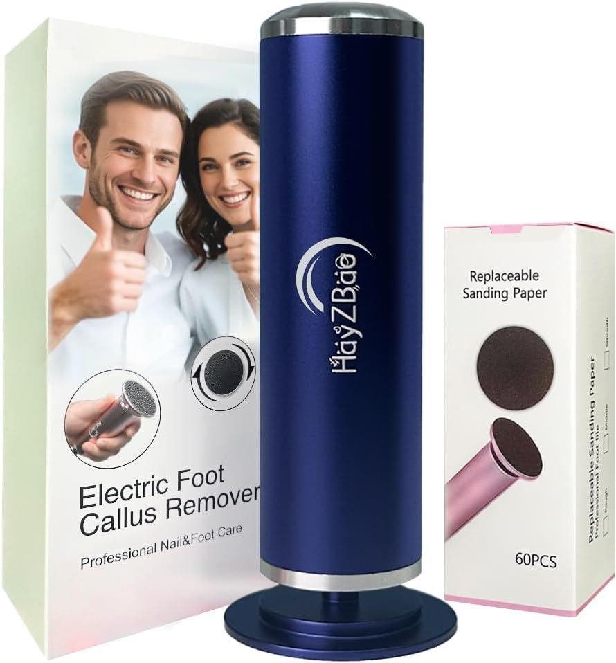 Electric Foot File - High Torque,Callus Remover for Feet,Adjustable Speed Foot File with 60 Pcs Sandpaper Discs,Professional Pedicure Tool for Dead Skin and Calluses (Blue)