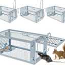 4 Packs Humane Rat Trap Outdoor, Wanqueen Humane Mouse Traps Indoor, Small Rodent Chipmunk Squirrel Trap and Other Live Animal Cage Catch and Release