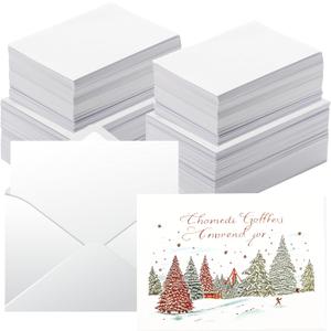 Anscher 100 Pack Blank Cards and Envelopes 5x7" NOT FOLDED - : Heavyweight White Paper Cardstock and A7 Envelopes for DIY Thank You Card, Greetings Cards, Christmas, Invitations, Birthday