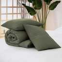 WRENSONGE Queen Comforter Set - 3 Pieces Prewashed Olive Green Comforter Soft Lightweight for All Seasons, Down Alternative Comforters Queen Size with 2 Pillow Shams