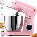 Stand Mixer, 6.5QT 10-Speed Tilt-Head Electric Stand Mixer, 3-In-1 Kitchen Mixer with Bowl, Dough Hook, Whisk and Beater, Food Mixer for Baking, Cake and Most Home Cooks, Pink