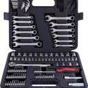 121 Piece Mechanic Tool Set, 1/4 & 3/8 Inch Drive Metric & Standard Socket Wrench Kit, for General, Home, Car, Mechanics, Automotive Repair Tool Kit and as A Gift