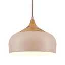 ELYONA 12 Inch Modern Pendant Light for Kitchen Island Farmhouse Hanging Lamp with Faux Pine Wood Grain Metal Shade, Adjustable Wabi Sabi Boho Ceiling Fixture for Dining Room Bedroom,Light Brown