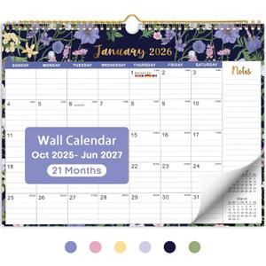 Calendar 2026-2027, 21-Month Wall Calendar Runs Until Jun 2027,11.5" x 14.7",Large Monthly Calendar with Twin-Wire Binding, Perfect for Home or Office - Midnight Garden