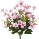 2 Pcs Artificial Flowers for Outdoors Hibiscus Faux Impatiens Outdoor Planters Pink Artificial Tropical Flowers Realistic UV Resistant Silk Flowers for Outside Front Porch Spring Summer Decor, Pink