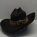 Western Cowboy Hat for Men and Women, Shapeable Big Wide Brim Cowgirl Hat with Embroidery (Large, Black)