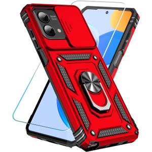 SunStory Phone Case for Motorola Moto G Stylus 5G 2023 Case with HD Screen Protector & Slide Camera Cover & Kickstand, [Military-Grade] Phone Case for Moto G Stylus 5G 2023 (Red)