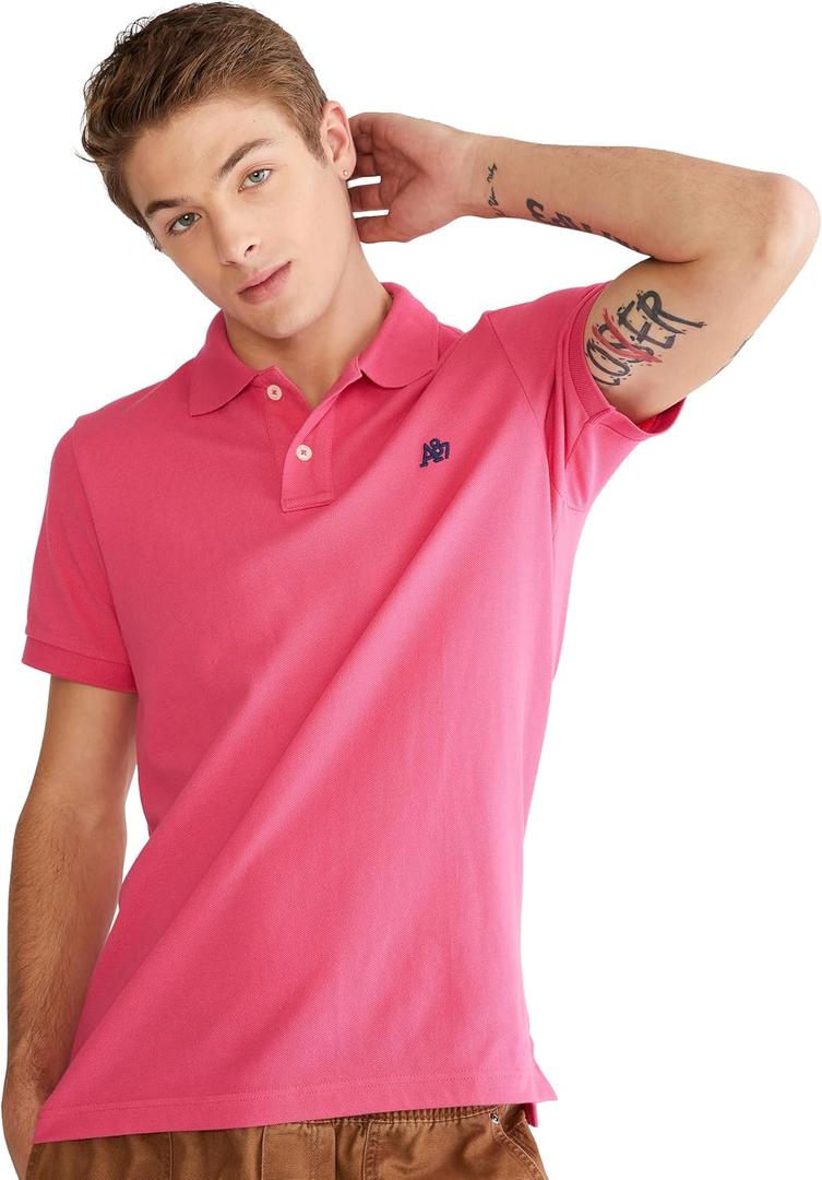 AEROPOSTALE Men's Polo (Medium, Pink Flambe)